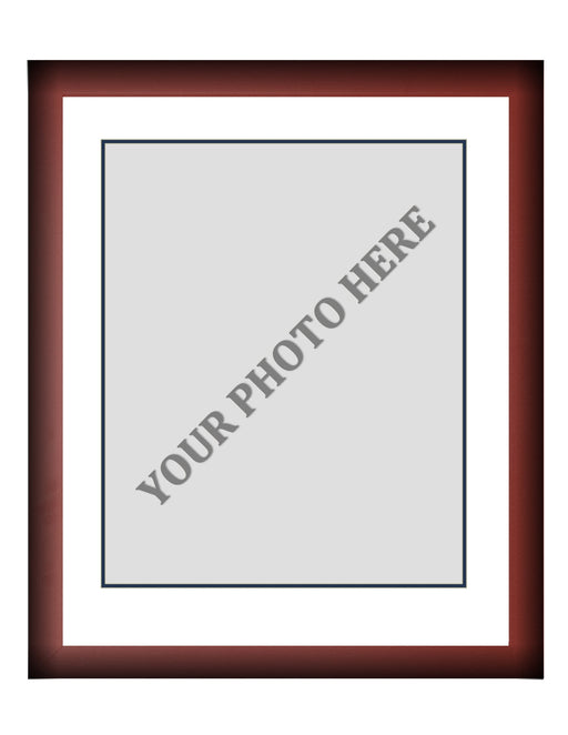 Frame Kit - Cherry Wood Frame | White Matting | Dark Blue Trim - for just $45! 