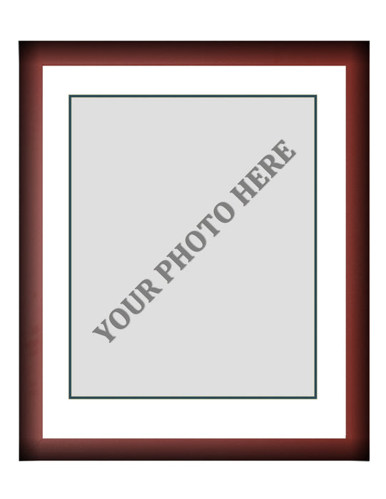 Frame Kit - Cherry Wood Frame | White Matting | Dark Green Trim - for just $45! 