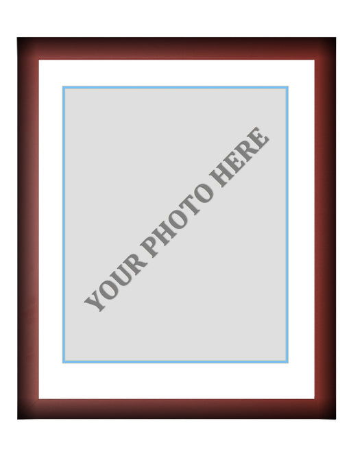 Frame Kit - Cherry Wood Frame | White Matting | Light Blue Trim - for just $45! 