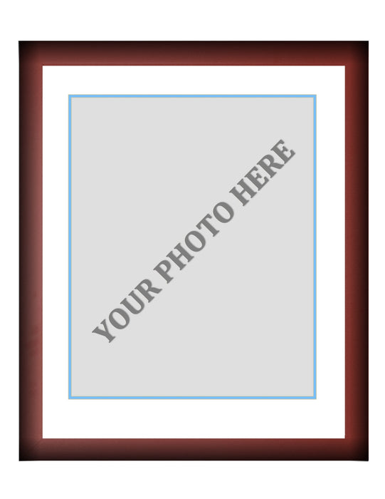 Frame Kit - Cherry Wood Frame | White Matting | Light Blue Trim - for just $45! 