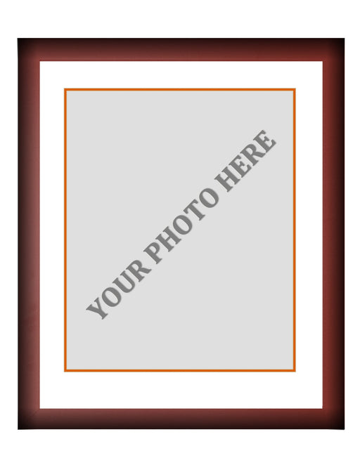 Frame Kit - Cherry Wood Frame | White Matting | Orange Trim - for just $45! 