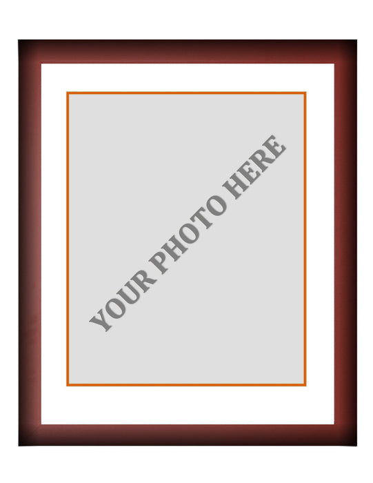 Frame Kit - Cherry Wood Frame | White Matting | Orange Trim - for just $45! 