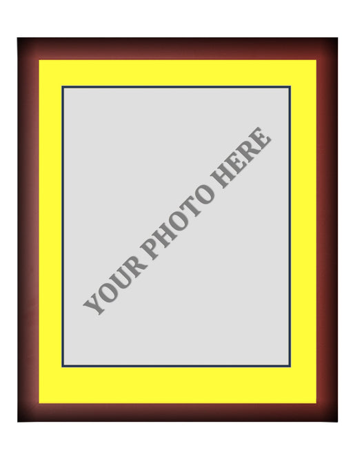 Frame Kit - Cherry Wood Frame | Yellow Matting | Dark Blue Trim - for just $45! 