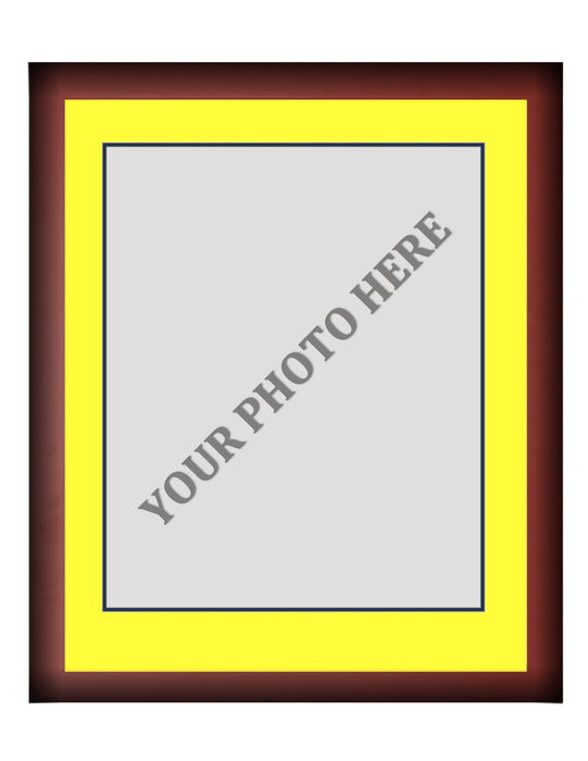 Frame Kit - Cherry Wood Frame | Yellow Matting | Dark Blue Trim - for just $45! 