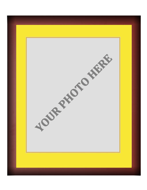 Frame Kit - Cherry Wood Frame | Yellow Matting | Gold Trim - for just $45! 
