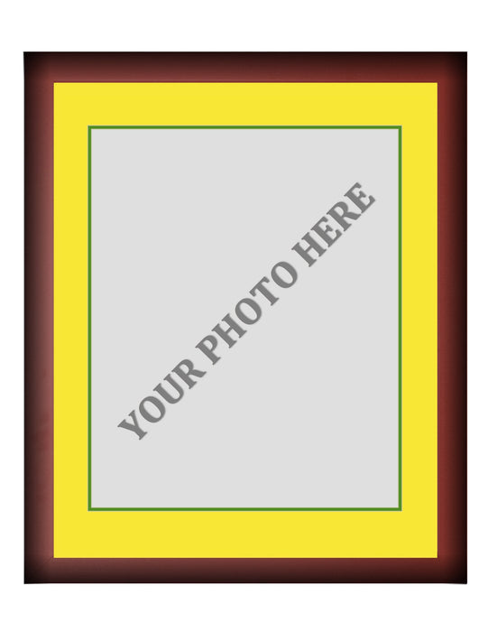 Frame Kit - Cherry Wood Frame | Yellow Matting | Green Trim - for just $45! 
