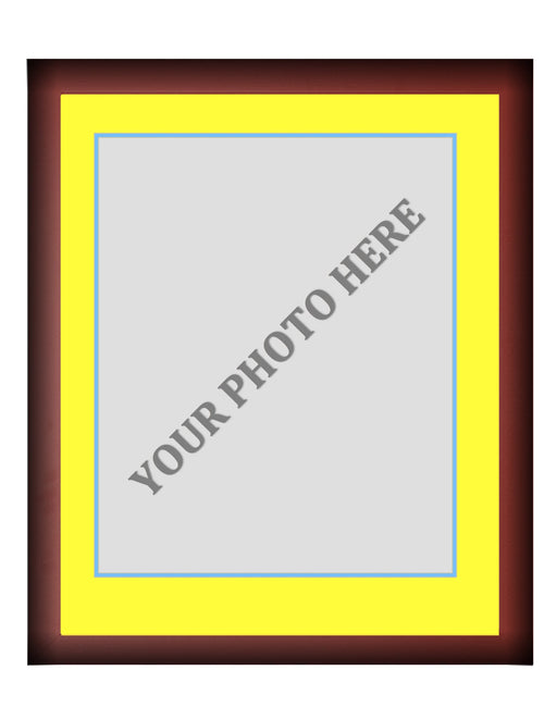 Frame Kit - Cherry Wood Frame | Yellow Matting | Light Blue Trim - for just $45! 