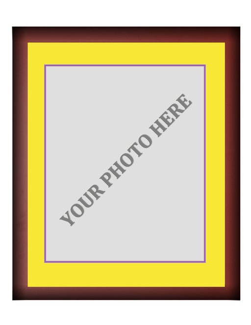Frame Kit - Cherry Wood Frame | Yellow Matting | Purple Trim - for just $45! 