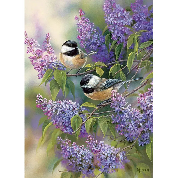 Chickadees & Lilacs 1000 Piece Jigsaw Puzzle Cobble Hill - for just $19.99! 