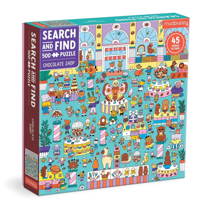 Chocolate Shop Search & Find 500 Piece Jigsaw Puzzle Mudpuppy - for just $17.99! 