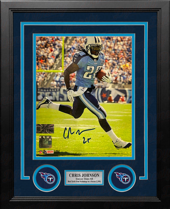 Chris Johnson in Action Tennessee Titans Autographed 8" x 10" Framed Football Photo - for just $119.99! 