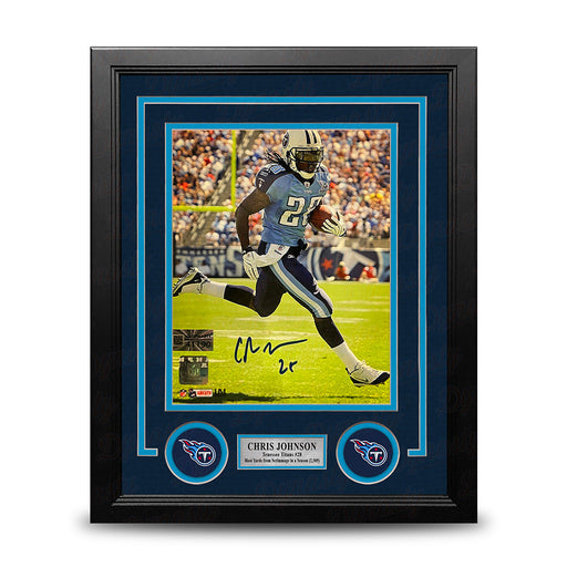 Chris Johnson in Action Tennessee Titans Autographed 8" x 10" Framed Football Photo - for just $119.99! 