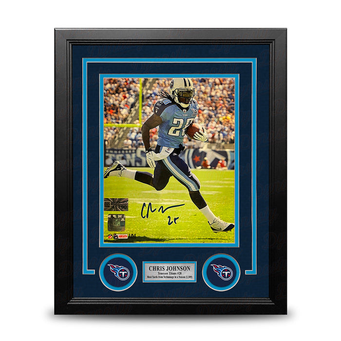 Chris Johnson in Action Tennessee Titans Autographed 8" x 10" Framed Football Photo - for just $119.99! 