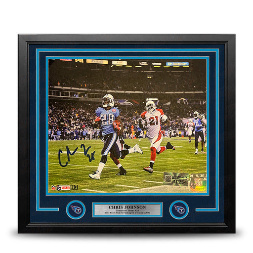 Chris Johnson Sideline Run Tennessee Titans Autographed 11" x 14" Framed Football Photo - for just $129.99! 