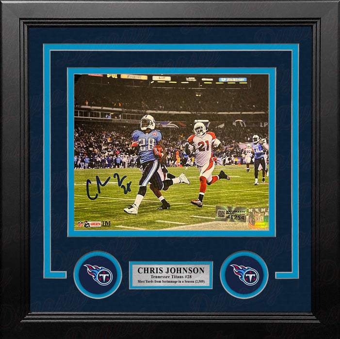 Chris Johnson Sideline Run Tennessee Titans Autographed 8" x 10" Framed Football Photo - for just $119.99! 