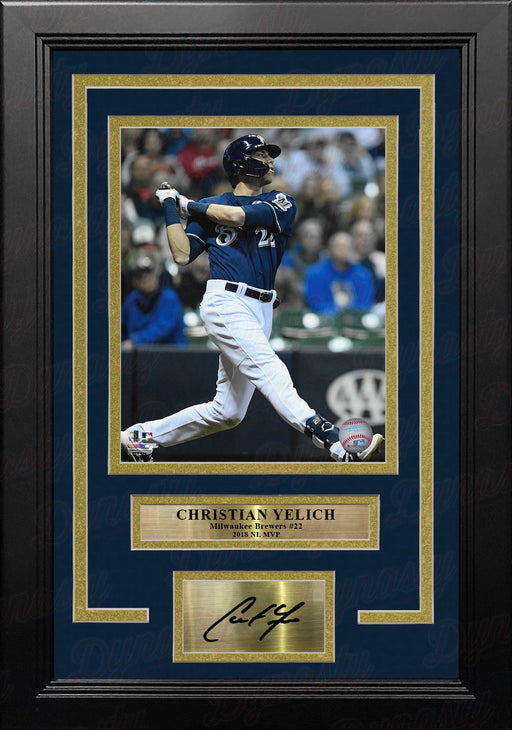Christian Yelich in Action Milwaukee Brewers 8" x 10" Framed Baseball Photo with Engraved Autograph - for just $79.99! 