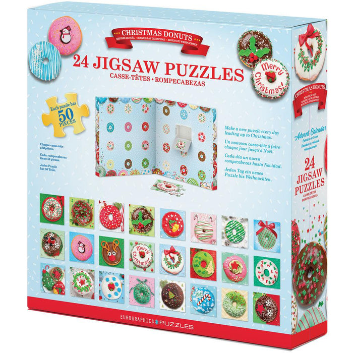 Christmas Donuts Advent Calendar - 24 Set of 50 Piece Mini Jigsaw Puzzles Eurographics - for just $39.99! 