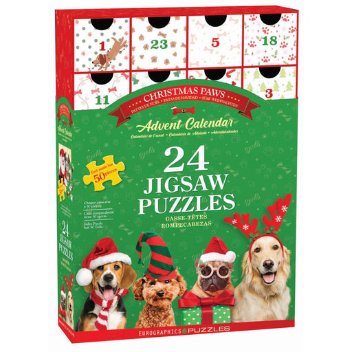 Christmas Paws Advent Calendar - 24 Set of 50 Piece Mini Jigsaw Puzzles Eurographics - for just $44.99! 