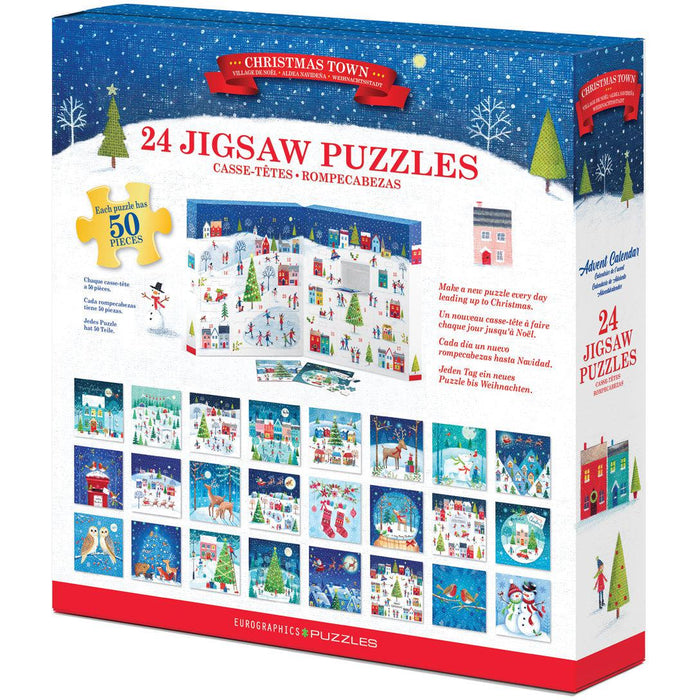 Christmas Town Advent Calendar - 24 Set of 50 Piece Mini Jigsaw Puzzles Eurographics - for just $39.99! 
