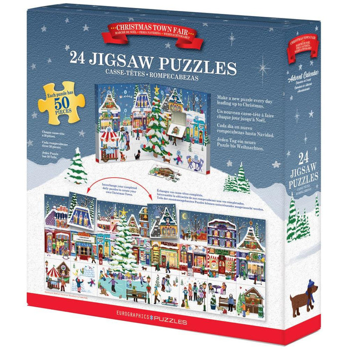 Christmas Town Fair Advent Calendar - 24 Set of 50 Piece Mini Jigsaw Puzzles Eurographics - for just $39.99! 