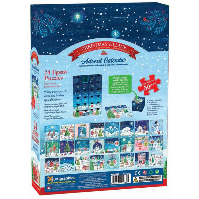 Christmas Village Advent Calendar - 24 Set of 50 Piece Mini Jigsaw Puzzles Eurographics - for just $44.99! 
