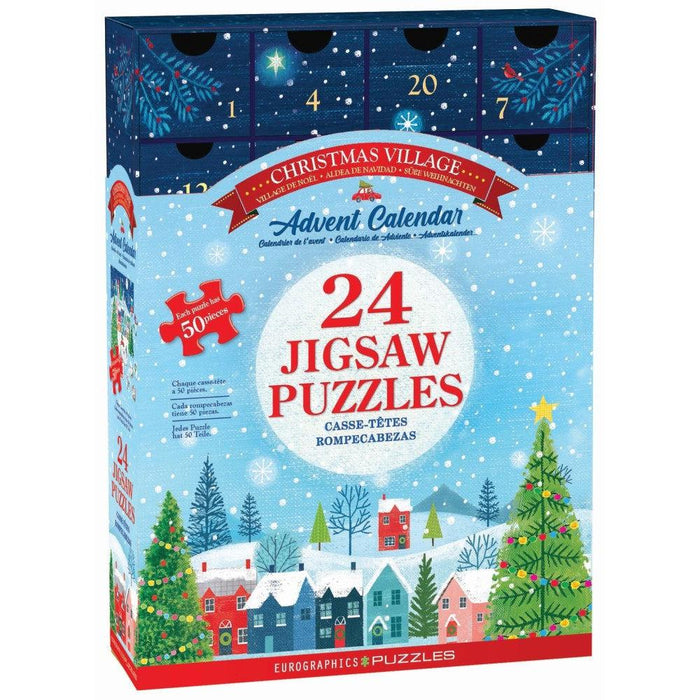 Christmas Village Advent Calendar - 24 Set of 50 Piece Mini Jigsaw Puzzles Eurographics - for just $44.99! 