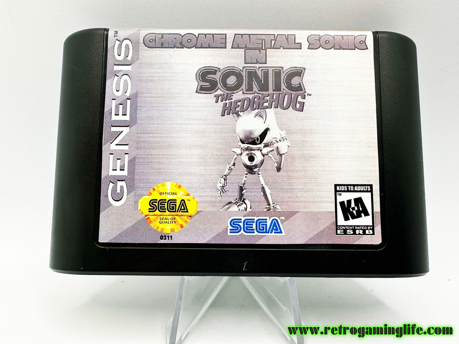 Chrome Metal Sonic in Sonic the Hedgehog Sega Genesis Reproduction Video Game Cart - for just $19.99! 