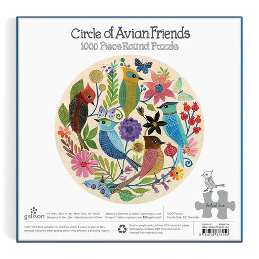 Circle of Avian Friends 1000 Piece Round Jigsaw Puzzle Galison - for just $19.99! 