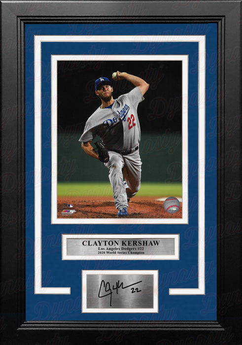 Clayton Kershaw in Action Los Angeles Dodgers 8" x 10" Framed Baseball Photo with Engraved Autograph - for just $79.99! 