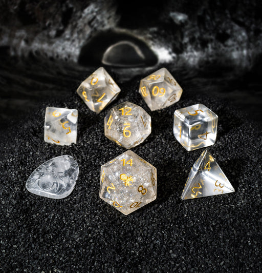 Kraken Dice - Clear Quartz Semi-Precious 8pc Dice Set for RPGs - for just $94.99! 