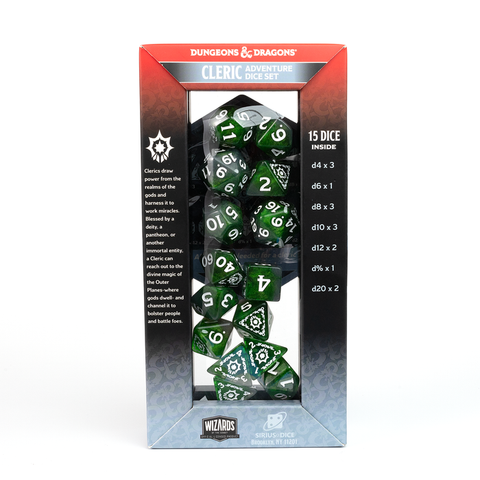 D&D Adventure Dice Set - Cleric Edition | Green 15pc Collection - for just $24.99! 