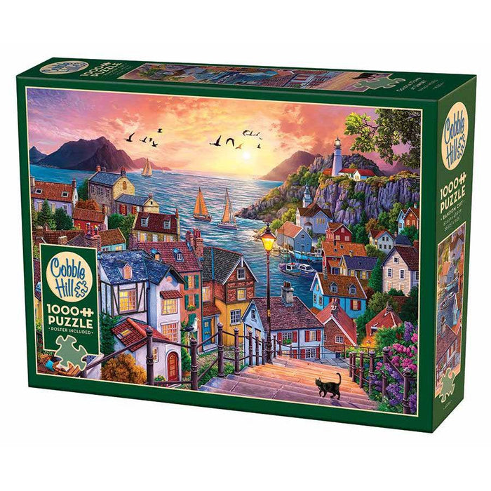 Coastal Town at Sunset 1000 Piece Jigsaw Puzzle Cobble Hill - for just $19.99! 