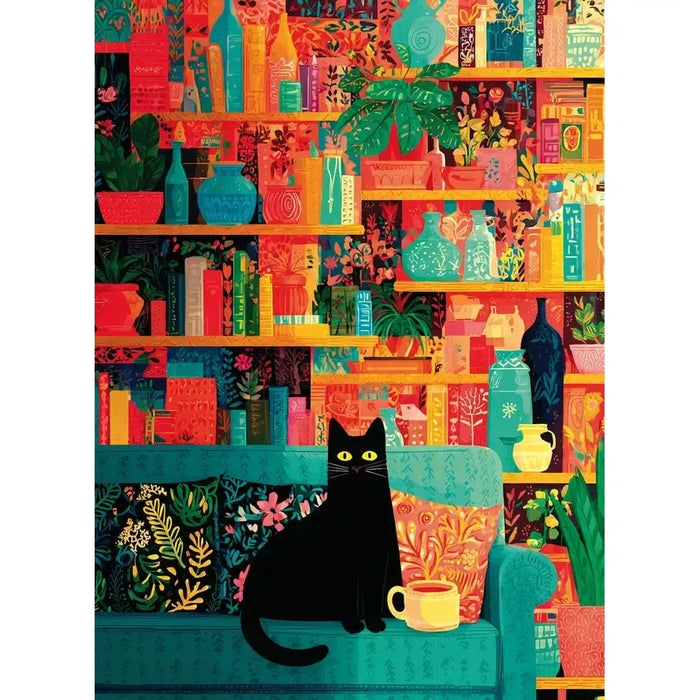 Coffee Cat Library 1000 Piece Jigsaw Puzzle Final Piece - for just $19.99! 