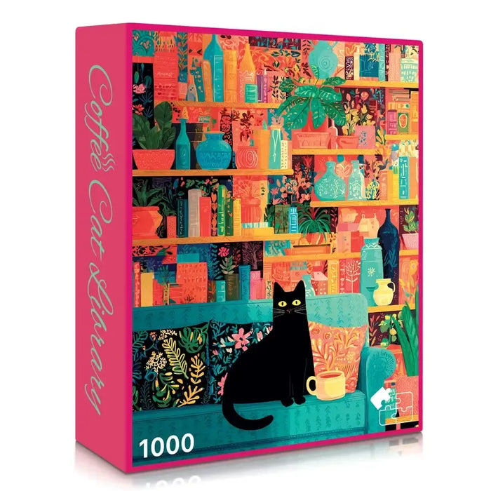 Coffee Cat Library 1000 Piece Jigsaw Puzzle Final Piece - for just $19.99! 