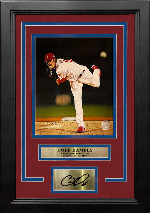 Cole Hamels 2008 World Series Philadelphia Phillies 8" x 10" Framed Photo with Engraved Autograph - for just $79.99! 