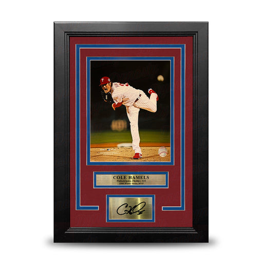 Cole Hamels 2008 World Series Philadelphia Phillies 8" x 10" Framed Photo with Engraved Autograph - for just $79.99! 