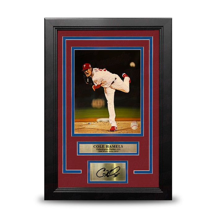 Cole Hamels 2008 World Series Philadelphia Phillies 8" x 10" Framed Photo with Engraved Autograph - for just $79.99! 