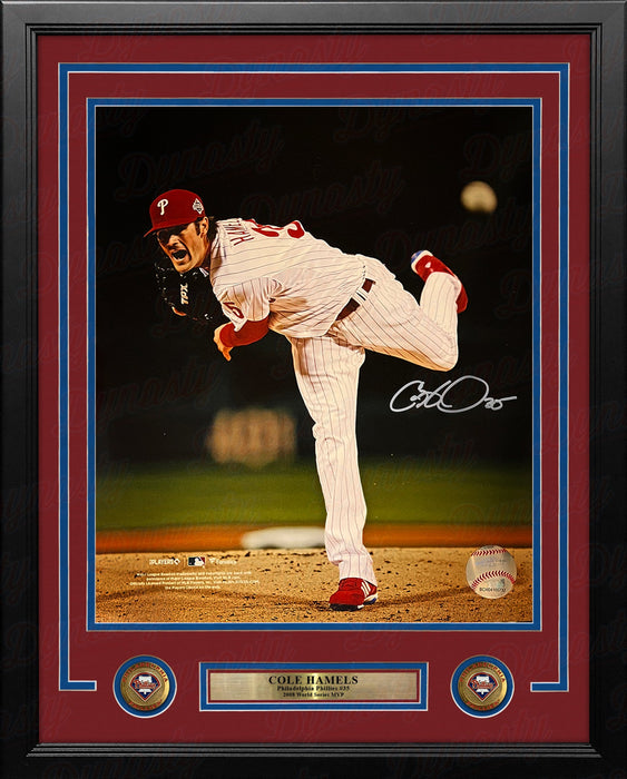 Cole Hamels 2008 World Series Philadelphia Phillies Autographed 16" x 20" Framed Baseball Photo - for just $299.99! 