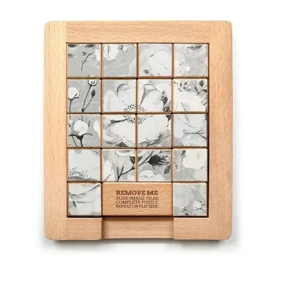 Color Flower vs Grayscale Dualities Sliding Wood Puzzle Trove - for just $10.99! 