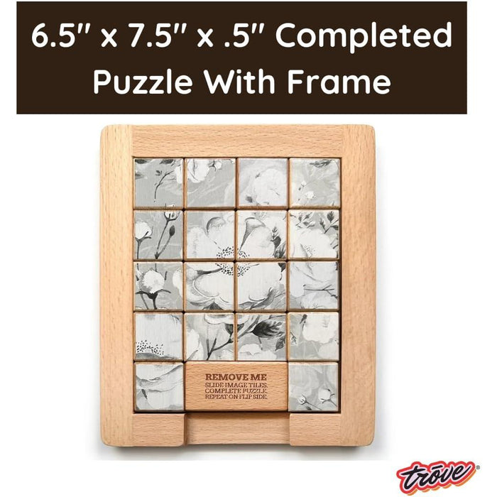 Color Flower vs Grayscale Dualities Sliding Wood Puzzle Trove - for just $10.99! 