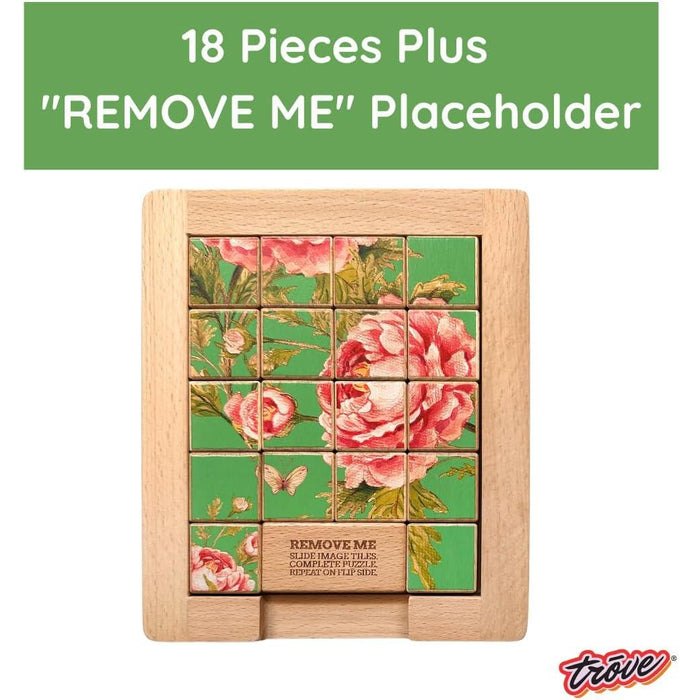 Color Flower vs Grayscale Dualities Sliding Wood Puzzle Trove - for just $10.99! 