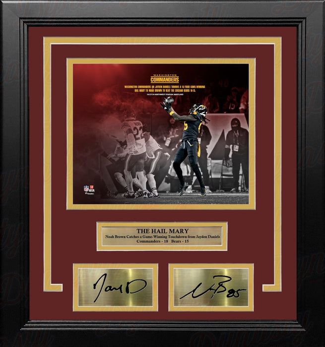 Jayden Daniels & Noah Brown Hail Mary TD Commanders 8x10 Framed Photo with Engraved Autographs - for just $79.99! 