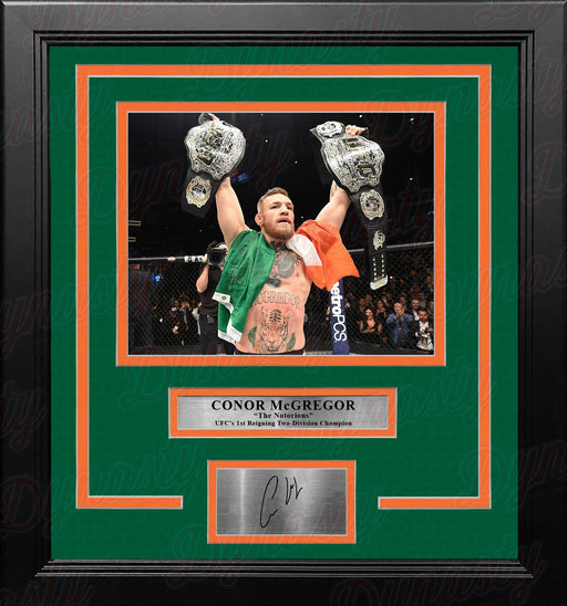 Conor McGregor 2-Division Champion 8" x 10" Framed Mixed Martial Arts Photo with Engraved Autograph - for just $79.99! 