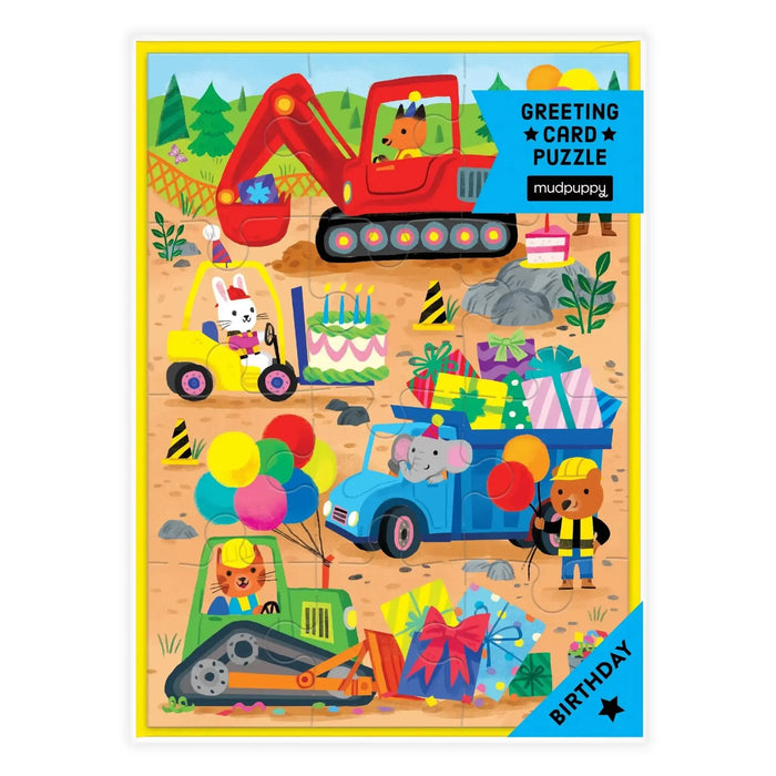 Construction Site Birthday Greeting Card 12 Piece Jigsaw Puzzle Mudpuppy - for just $7.99! 