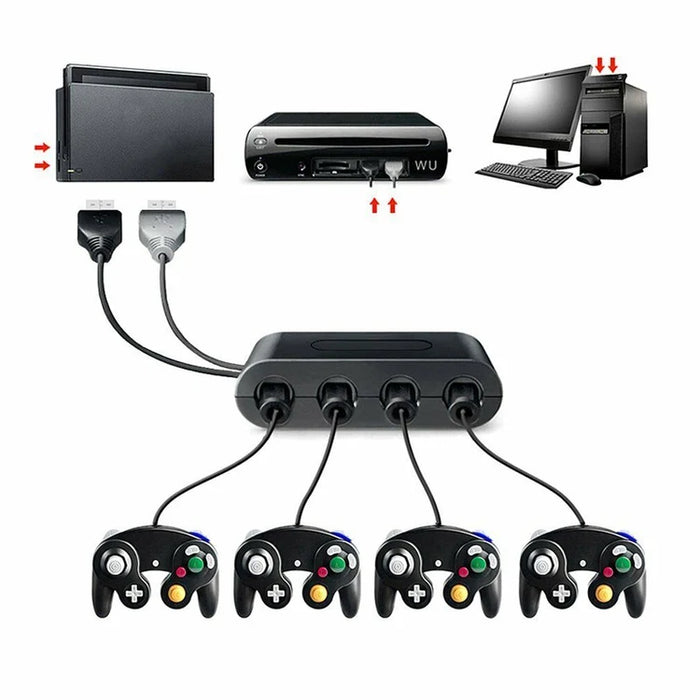 4 Port Controller Adapter for Nintendo GameCube® | Wii U® | Switch® | PC - for just $22.99! 