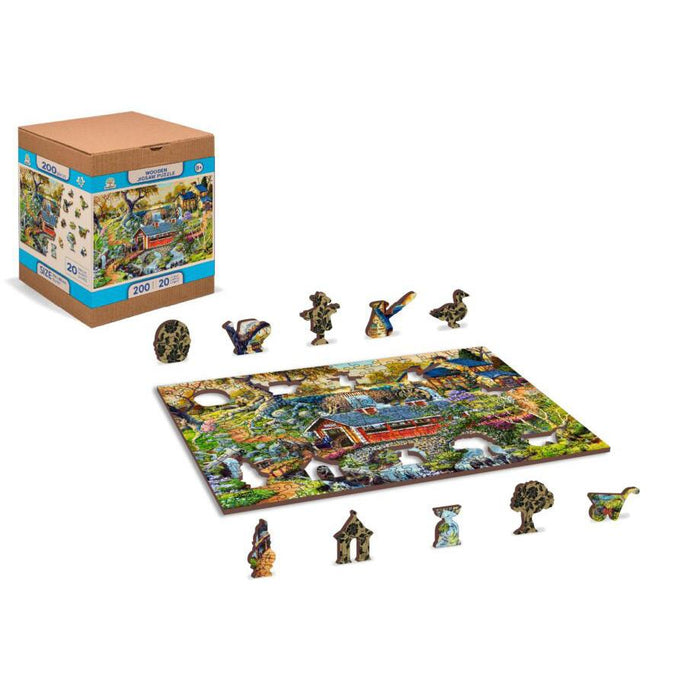 Countryside Bridge 200 Piece Wood Jigsaw Puzzle Wooden City - for just $19.99! 