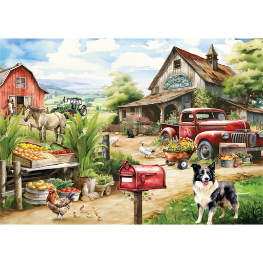 Countryside Market 500 Piece Jigsaw Puzzle in Shaped Box Springbok - for just $10.99! 