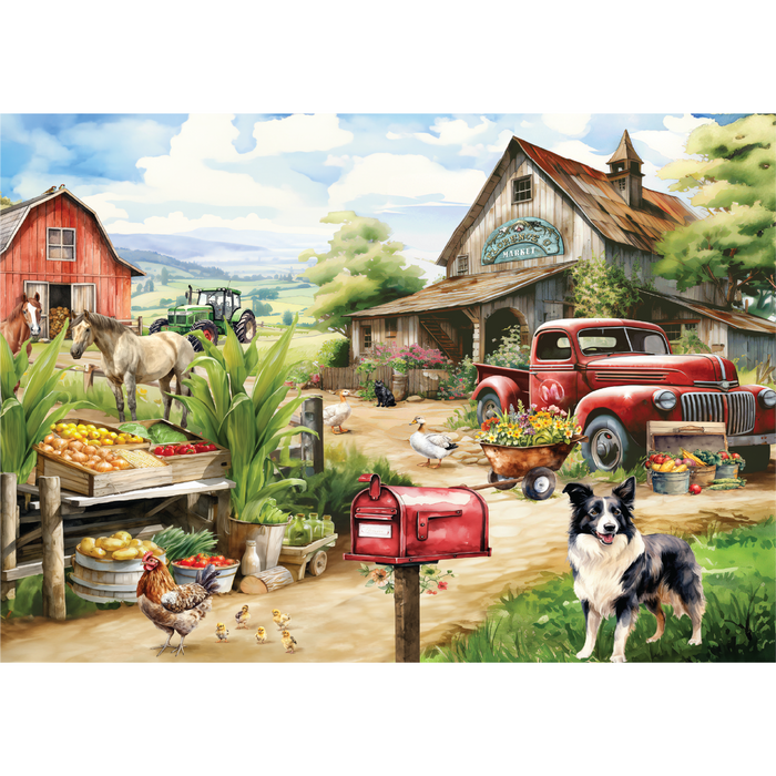 Countryside Market 500 Piece Jigsaw Puzzle in Shaped Box Springbok - for just $10.99! 