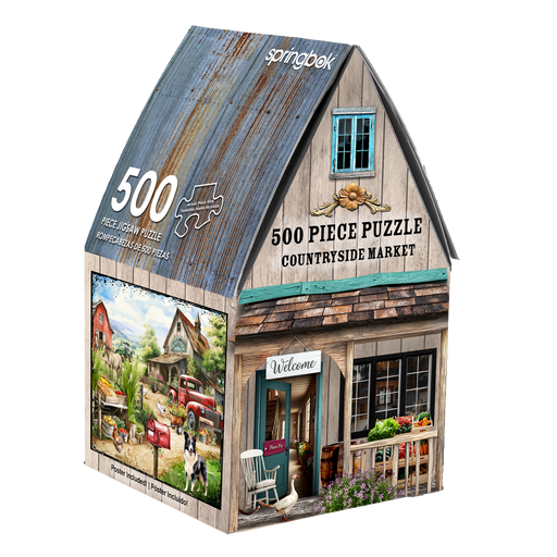Countryside Market 500 Piece Jigsaw Puzzle in Shaped Box Springbok - for just $10.99! 