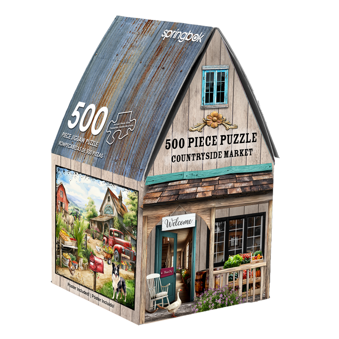 Countryside Market 500 Piece Jigsaw Puzzle in Shaped Box Springbok - for just $10.99! 